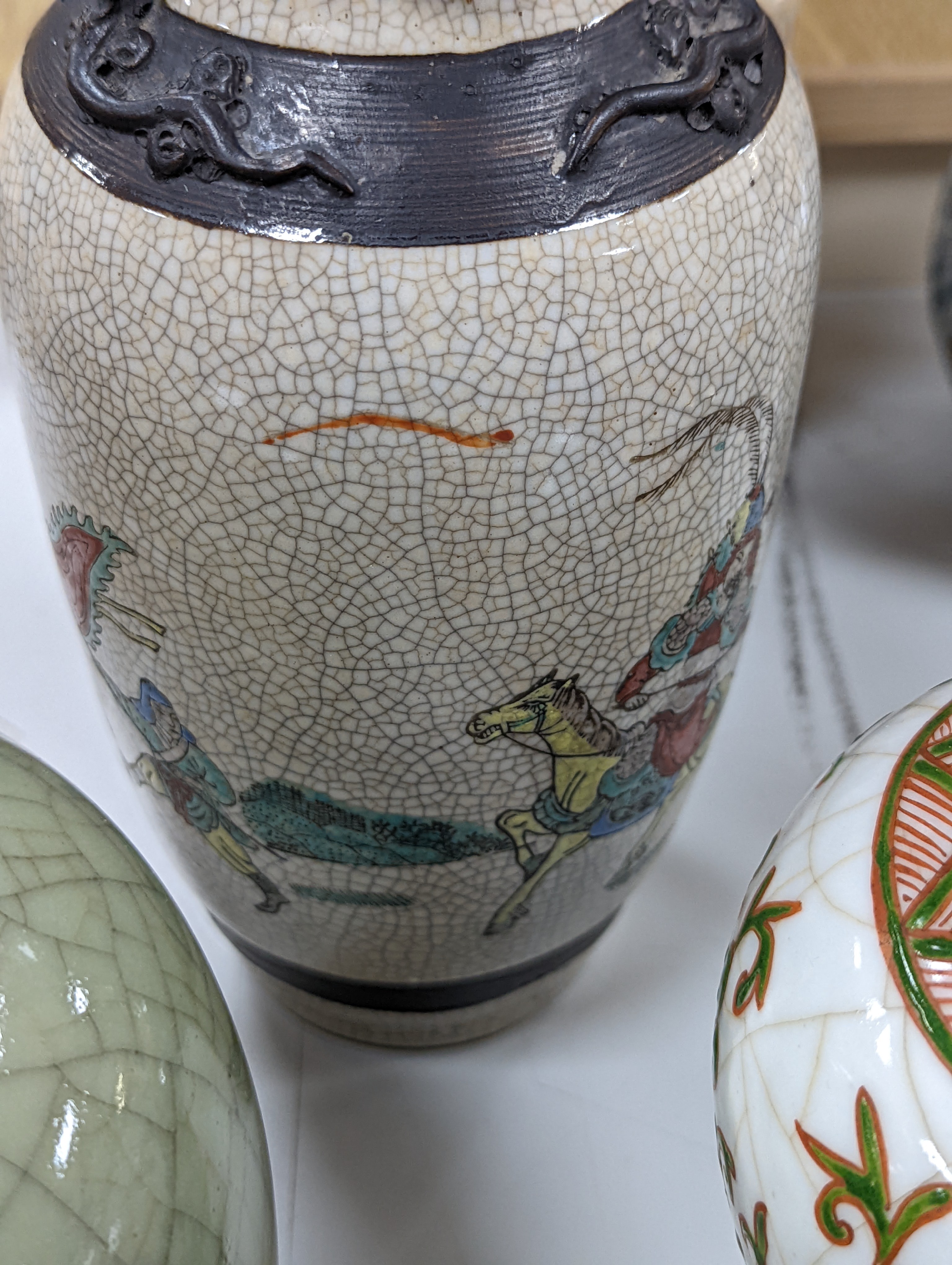 A group of 19th/20th century Chinese crackle glaze vases, tallest 30 cms high.